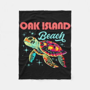 Oak Island Beach Nc Artistic Sea Turtle Retro Fleece Blanket