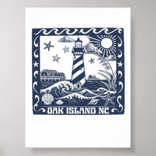 Oak Island NC Lighthouse Coastal North Carolina Poster
