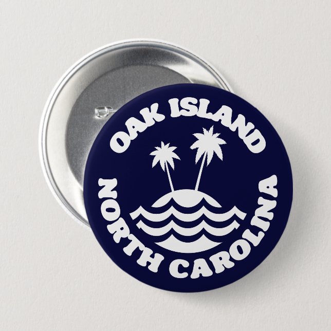 Oak Island,North Carolina 3 Inch Round Button (Front & Back)