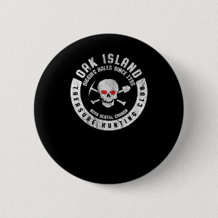 Oak Island Treasure Hunting Club Vintage Skull And 2 Inch Round Button