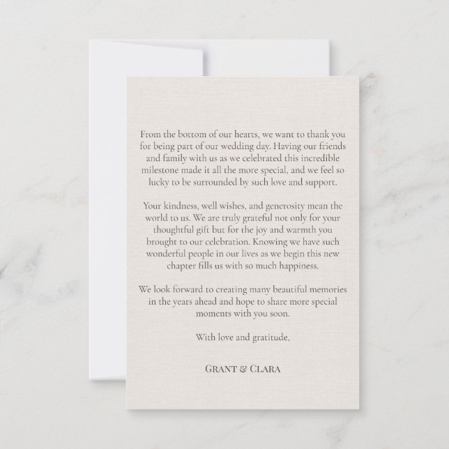 Oak & Ivory Thank you Card (Back)