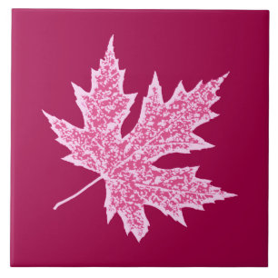 Oak leaf - burgundy wine and pink tile