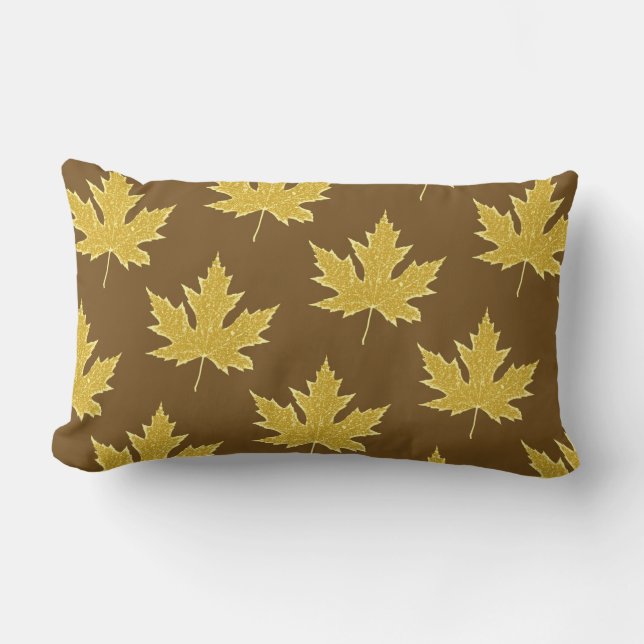 Oak leaf - camel tan and brown lumbar pillow (Front)