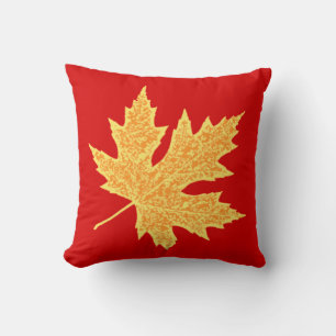 Oak leaf - deep red and saffron throw pillow