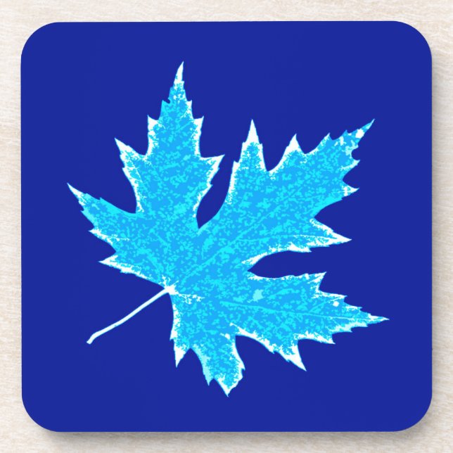 Oak leaf - ice blue and white coaster (Front)