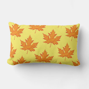 Oak leaf - orange and mustard gold lumbar pillow