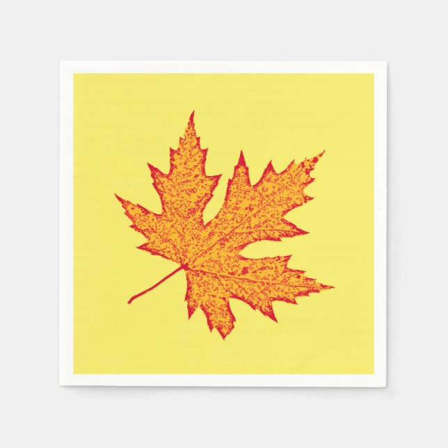 Oak leaf - orange and mustard gold napkin (Front)