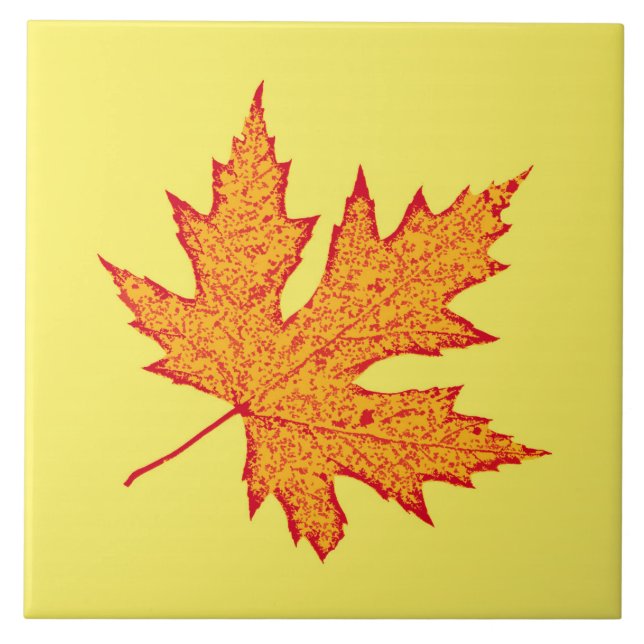 Oak leaf - orange and mustard gold tile (Front)
