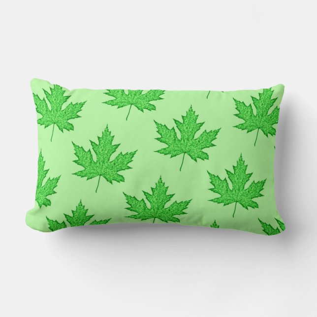 Oak leaf - shades of green lumbar pillow (Front)