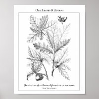 Oak Leaves and Acorns Customizable Quote Poster