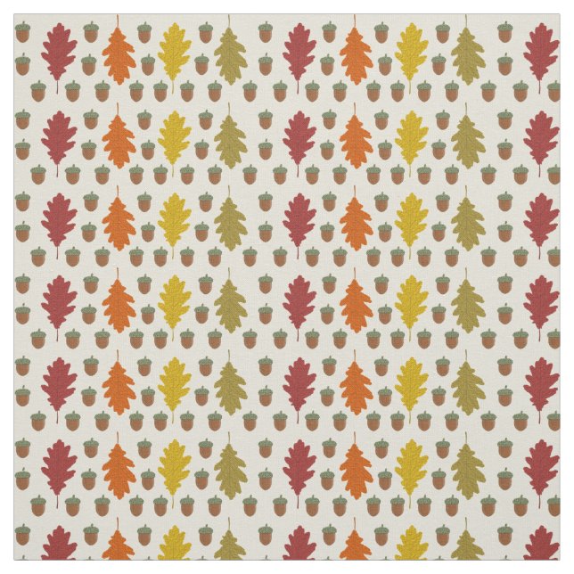 Oak leaves and Acorns Fall Autumn Patterned Fabric (Swatch)