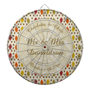 Oak leaves and Acorns Fall Autumn Wedding Custom Dartboard