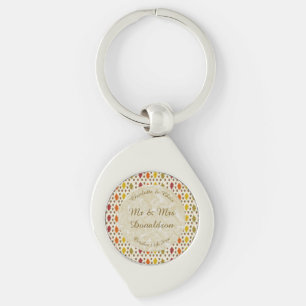 Oak leaves and Acorns Fall Autumn Wedding Custom Keychain
