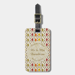 Oak leaves and Acorns Fall Autumn Wedding Custom Luggage Tag