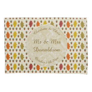 Oak leaves and Acorns Fall Autumn Wedding Custom Pillowcase
