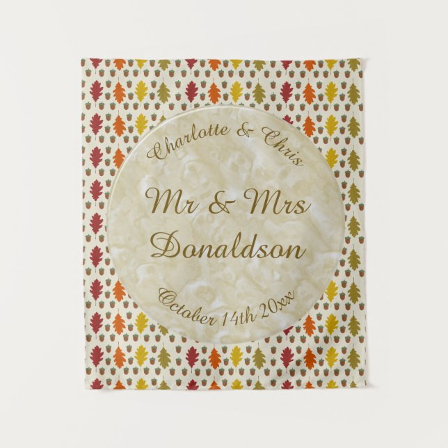 Oak leaves and Acorns Fall Autumn Wedding Custom Tapestry (Front)