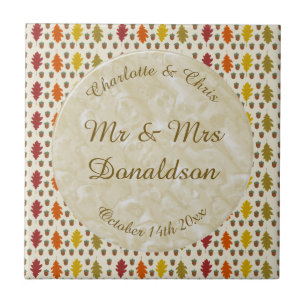 Oak leaves and Acorns Fall Autumn Wedding Custom Tile