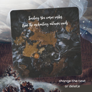 Oak leaves and acorns in dark waters Holiday Card