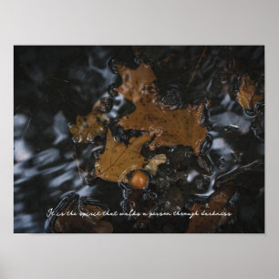 Oak leaves and acorns in dark waters Poster