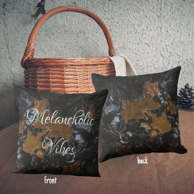  Oak leaves and acorns in dark waters Throw Pillow (Creator Uploaded)