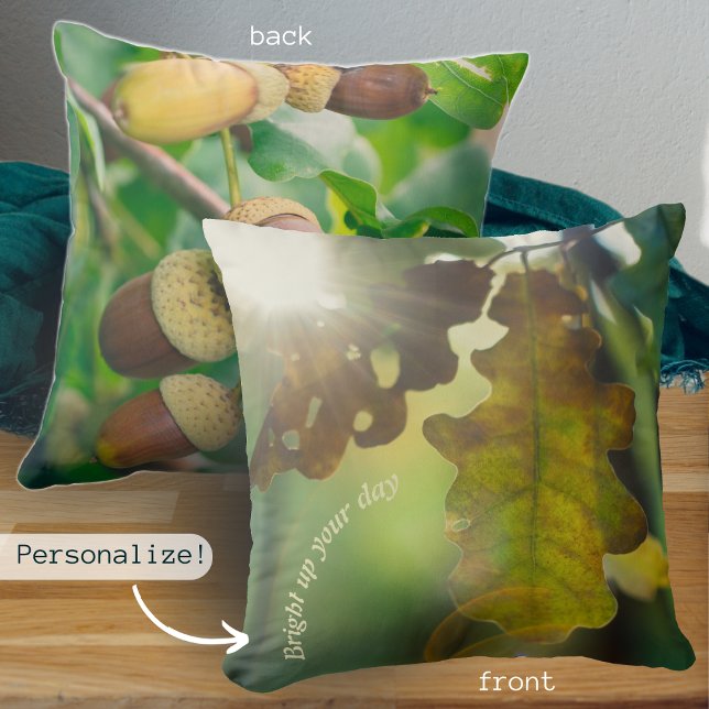 Oak leaves bathed with sun  throw pillow (Creator Uploaded)