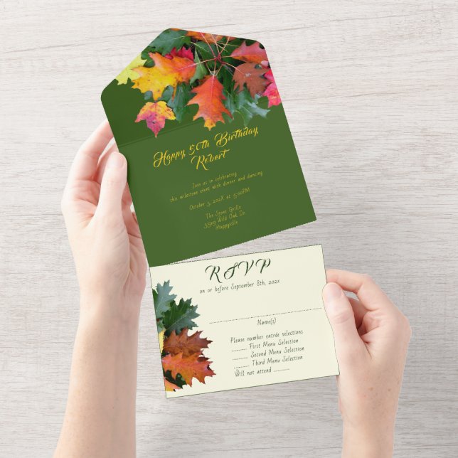Oak Leaves Fall Birthday Celebration Invitation (Tearaway)