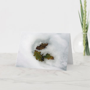 Oak leaves in the snow holiday card