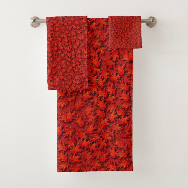 Oak Leaves Nature Art Pattern     Bath Towel Set (Insitu)