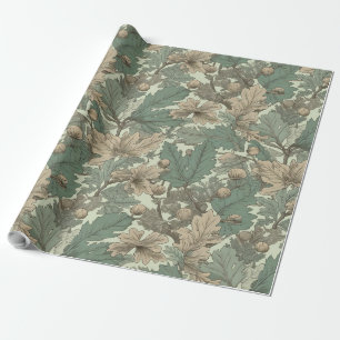 oak leaves pattern wrapping paper