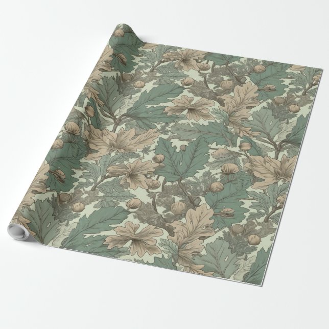 oak leaves pattern wrapping paper (Unrolled)