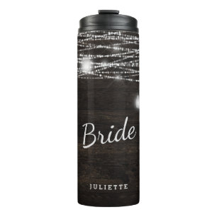 Oak Ridge Rustic Dark Wood Personalized Bride Thermal Tumbler