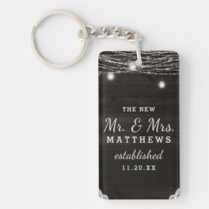 Oak Ridge Rustic Dark Wood the new Mr. & Mrs. Keychain