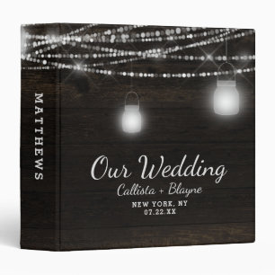 Oak Ridge Rustic Dark Wood Wedding Photo Album Binder