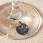 Oak Ridge Rustic Mother of the Bride Personalized Wine Charm<br><div class="desc">Oak Ridge Rustic Dark Brown Barn Wood, Sparkling Mason Jars, and Glowing String Lights Design with Twinkling strands of dangling lights and jars on a deep rich wood texture with white accents. With Modern Typography Script Fonts. A rustic elegant country farmhouse style design - Personalized Mother of the Bride Wine...</div>