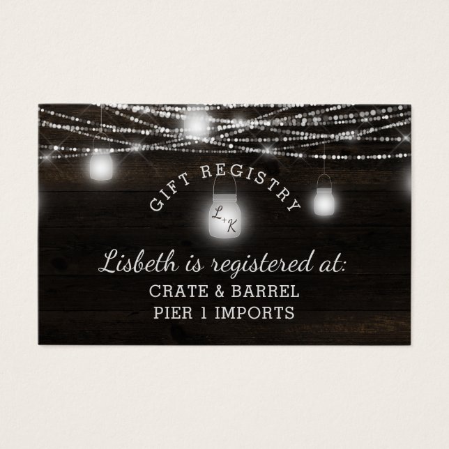 Oak Ridge Rustic Shower Gift Registry Insert Card (Front)