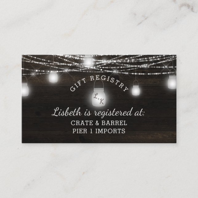 Oak Ridge Rustic Wood Bridal Shower Gift Registry Enclosure Card (Front)