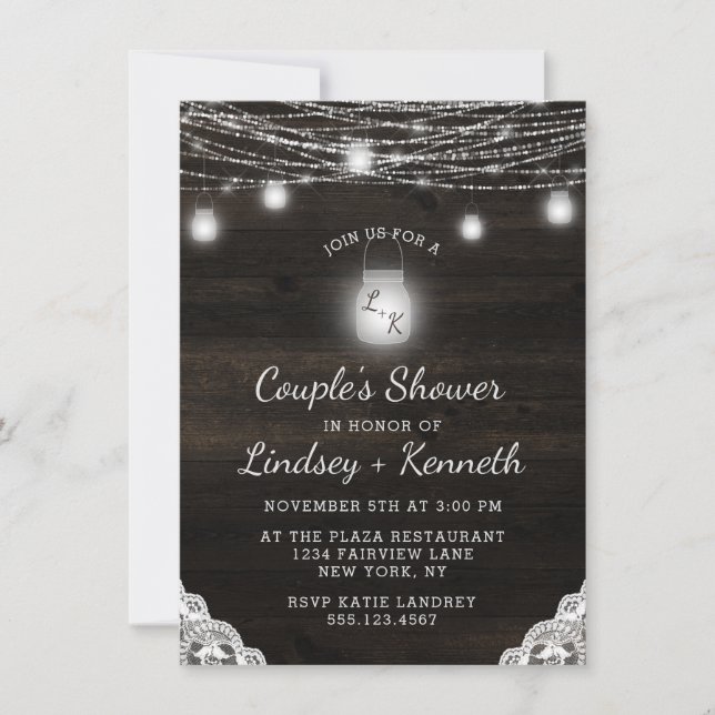 Oak Ridge Rustic Wood Couple's Wedding Shower Invitation (Front)