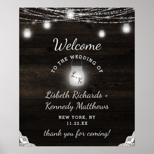 Oak Ridge Rustic Wood & dentelle Affiche de bienve (Devant)