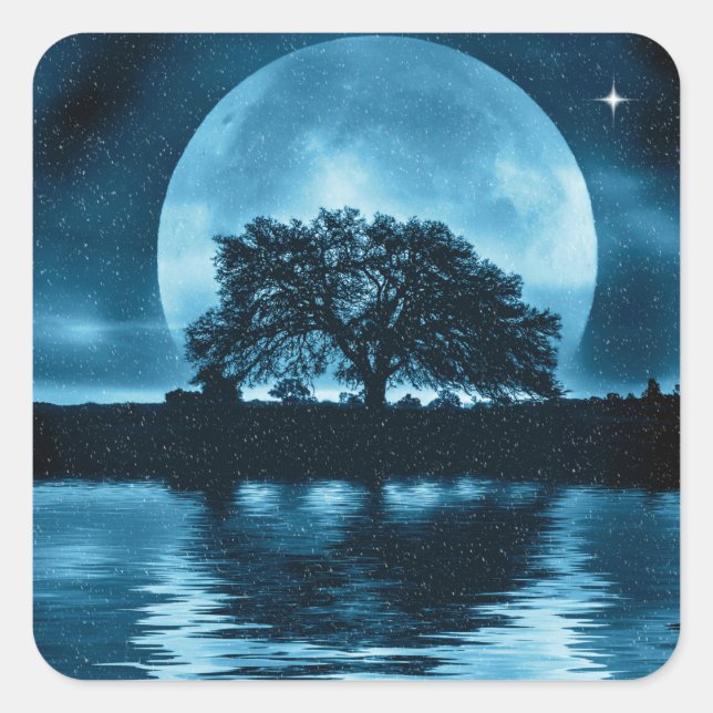 Oak Tree and Snow WInter Solstice Square Sticker (Front)