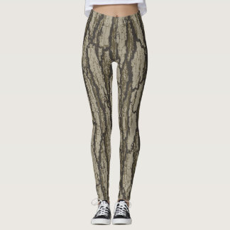 Oak Tree Bark Camo Pattern Graphic Leggings