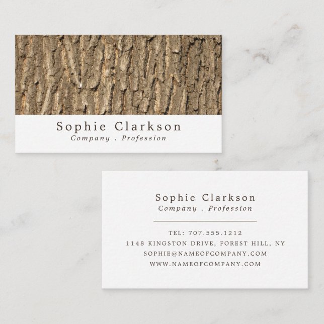 Oak Tree Bark Wood Effect, Rustic Business Card (Front/Back)