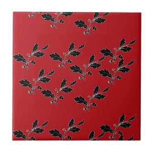 oak tree branches on red tile