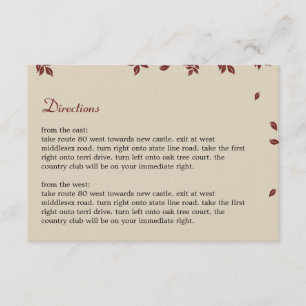 Oak Tree Directions Card