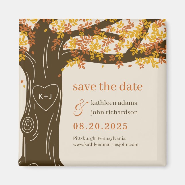 Oak Tree EDITABLE COLOR Save The Date Magnet (Front)