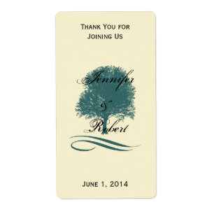 Oak Tree Elegance on Ivory Wedding Wine Label