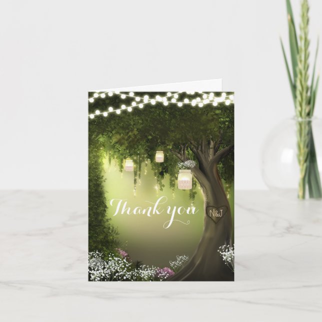 Oak Tree Enchanted Forest Garden Thank You Card (Front)