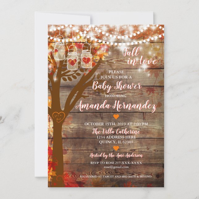 Oak Tree Fall Rustic Baby Shower Invitation (Front)