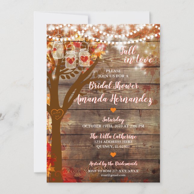 Oak Tree Fall Rustic Bridal Shower Invitation (Front)