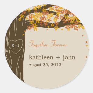 Oak Tree Fall Wedding Favour Sticker