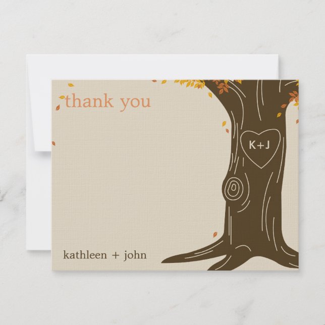 Oak Tree Fall Wedding Thank You Card (Front)